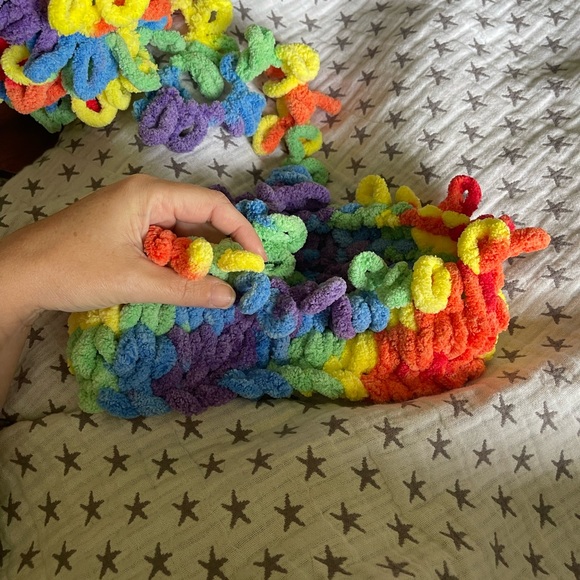 Handmade Women’s/Junior’s Winter Hat With Loopy Pom-Pom - Rainbow - Picture 7 of 9